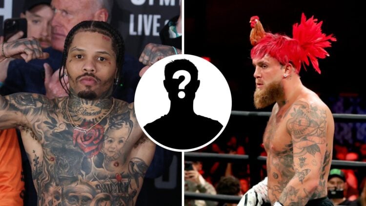 Gervonta Davis (left) steps on the scale and poses at the weigh in, Jake Paul (right) enters the ring ahead of fight