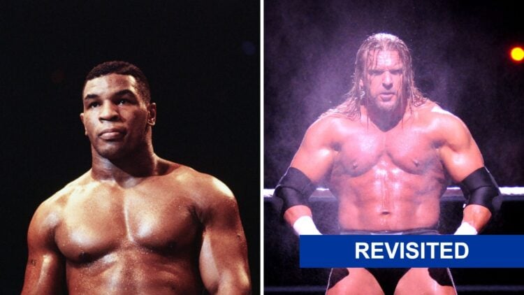A side by side of boxing icon Mike Tyson and WWE legend Triple H