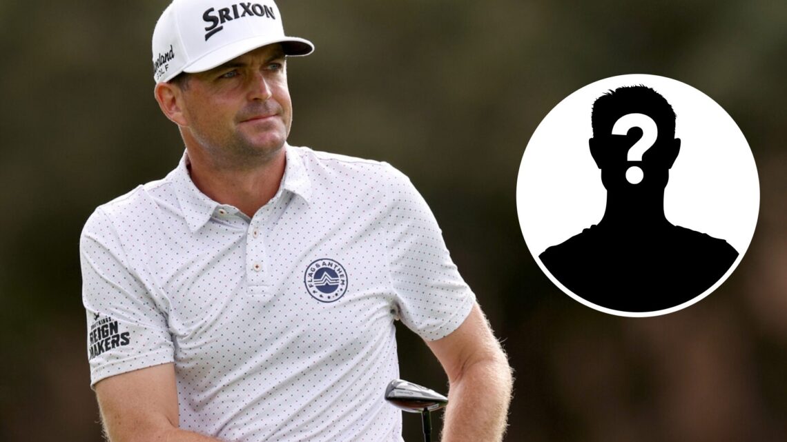 Keegan Bradley on the green at the BMW Championship and a mystery person
