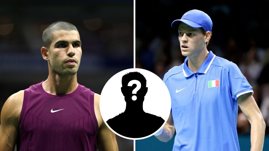 Carlos Alcaraz at the 2025 US Open and Jannik Sinner playing Davis Cup