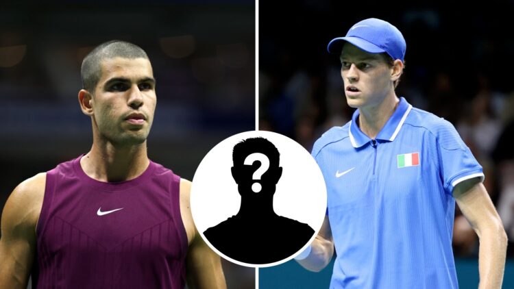 Carlos Alcaraz at the 2025 US Open and Jannik Sinner playing Davis Cup