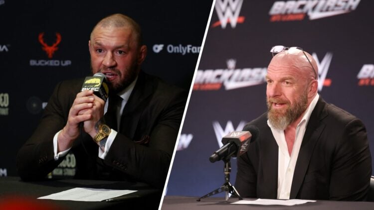 Triple H and Conor McGregor at WWE and UFC press conferences