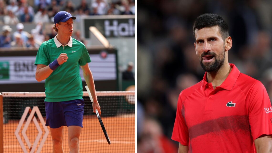 Jannik Sinner and Novak Djokovic at Roland Garros 2025