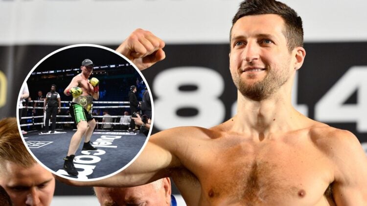 Carl Froch (right) poses at George Groves weigh in, Darren Till (left) poses after knocking out Luke Rockhold