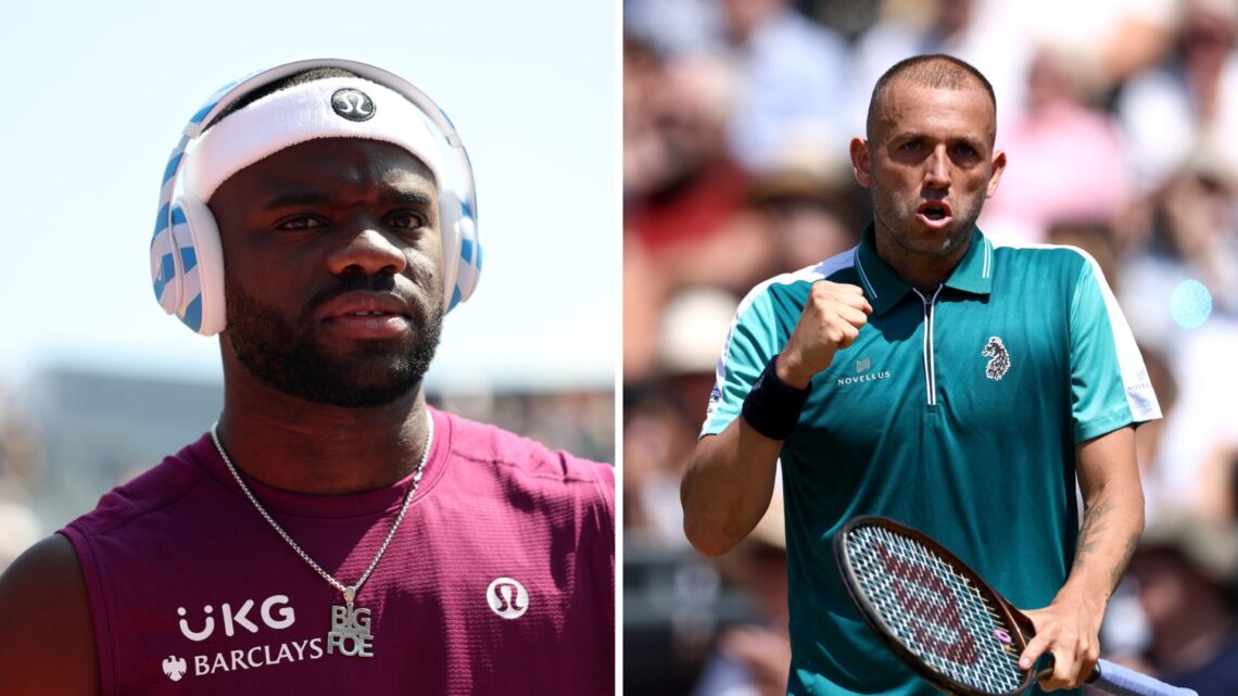 Frances Tiafoe (left) and Dan Evans (right) playing at Queen's 2025