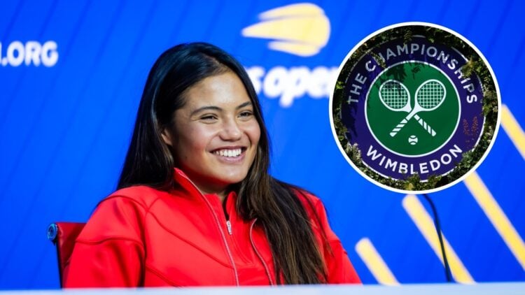 Emma Raducanu chatting to press at the US Open Mixed Doubles tournament