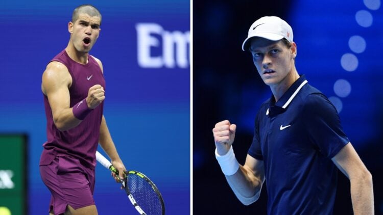 Carlos Alcaraz at the 2025 US Open and Jannik Sinner at the ATP Tour Finals in 2024