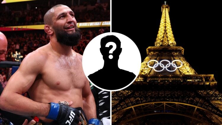 Khamzat Chimaev (left) crowned UFC champion, Eiffel Tower (right) lit up with Olympic rings