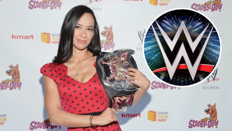 AJ Lee at the premiere for WWE's Scooby-Doo! WrestleMania Mystery in 2014