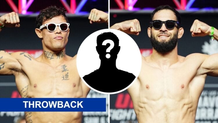 Caio Borralho (left) weighs-in for Nassourdine Imavov fight, Nassourdine Imavov (right) weighs-in for Caio Borralho fight