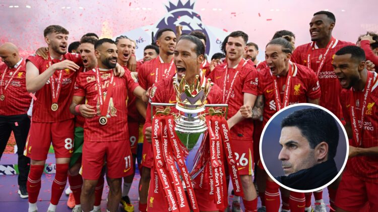 Virgil van Dijk lifts the Premier League trophy after champions Liverpool played Crystal Palace on the final day of the season, Mikel Arteta looks ...