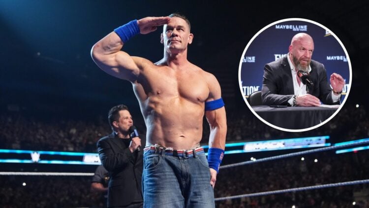 John Cena saluting the WWE audiences during SmackDown